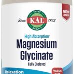 KAL Magnesium Glycinate, New & Improved Fully Chelated High Absorption Formula with BioPerine, Bisglycinate Chelate for Stress, Relaxation, Muscle & Bone Health Support, 60 Servings, 240 VegCaps