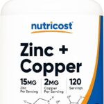Nutricost Zinc + Copper Capsules (120 Servings)(15MG Zinc + 2MG Copper Per Serving) - Non GMO, Vegetarian