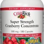 Natural Factors, CranRich, Super Strength 36:1 Cranberry Concentrate, 500 mg, Sugar-Free Whole Fruit Cranberry Pills for Urinary Tract Health, 180 Count (Pack of 1)