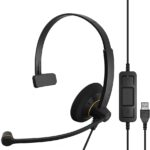 EPOS Sennheiser SC 30 USB ML (504546) - Single-Sided Business Headset | For Skype for Business | with HD Sound, Noise-Cancelling Microphone, & USB Connector (Black)