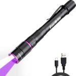 EverBrite Rechargeable Pen Flashlight with UV Light and White Light, 395nm Black Flashlight with Clip, Zoomable 4 Modes with Memory Function, USB C Cable, for Camping, Emergency, Pet Urine Detection