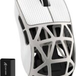 ATTACK SHARK R2 SUPERLIGHT Wireless Gaming Mouse,Magnesium Alloy, PixArt PAW 3950 Optical Sensor,42K DPI ,8K Polling Rate,5 Programmable Button,Long Battery Life 2.4G/USB-C/Bluetooth Mice-Retro White