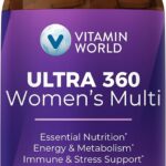 Vitamin World Ultra 360 Multivitamin for Women, Women's Multivitamin with Herbs & Collagen for Hair, Skin & Nails, Supplement with Iron, Vitamin A, B, C, D, E for Energy & Immune Support, 90 Caplets