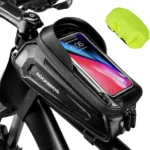 ROCKBROS Bike Bag Phone Mount Bag Bicycle Accessories Pouch, EVA Waterproof Bike Phone Holder Top Tube Front Frame Bag Handlebar Bags Compatible Phones Under 6.8”