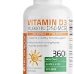 Bronson Vitamin D3 10,000 IU (250 mcg) High Potency - Supports Healthy Immune System, Strong Bones, Muscles & Teeth - Non GMO, 360 Softgels (1 Year Supply)