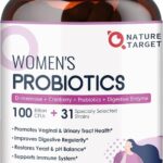 NATURE TARGET Probiotics for Women, 100 Billion CFUs Probiotic with Digestive Enzymes & Prebiotics, Vaginal Probiotics with Cranberry for Urinary Tract Health, pH Balance, 90 Veggie Capsules