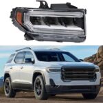 WFLNHB Headlight Assembly Replacement for 2020-2023 GMC Acadia AT4 Headlights Electro Black Set Passenger Side