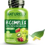 NATURELO Vitamin B Complex with Methyl B12, Methyl Folate, Vitamin B6, Biotin Plus Choline, CoQ10, and Fruit & Vegetable Blend - Supports Energy & Healthy Stress Response - Vegan - 120 Capsules