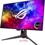 ASUS ROG Swift 27”1440P OLED DSC Gaming Monitor (PG27AQDM) - QHD (2560x1440), 240Hz, 0.03ms, G-SYNC Compatible, Anti-Glare Micro-Texture Coating, 99% DCI-P3, True 10-bit, DisplayPort,Black