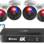 Swann 12MP Home Security Cameras with 8580 2TB HDD Recorder, NVR Security Camera System, 8 Channel 4 Cam, Wired Surveillance Security Camera Outdoor Indoor, PoE Cat5e, Color Night Vision, 2-Way Audio