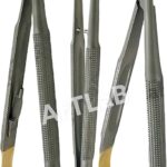 GERMAN STAINLESS TC SET OF 3 Castroviejo Micro Scissors Needle Holder CURVED Plus Forceps Dental EYE GERMAN
