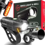 [New 2025] BX500-BEL Complete Bike Light & Bell Set - Powerful USB-C Rechargeable Front and Back Lights 10hrs Max Bicycle LED Headlight Kit - 18hr Max Taillight - Accessories for Night Riding