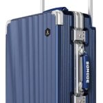 LA SERIES Carry On Luggage 20inch Wide Handle Suitcase, Hardshell with Aluminum Frame, Supper-low noise Spinner Wheels & TSA Lock, Business Travel Carry-On Luggage (002-MATTE BLUE)