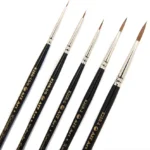 AIT Art Premium Detail Brush Set, 5 Pure Kolinsky Russian Red Sable Paint Brushes, Handmade in USA for Ultimate Details with Oil, Acrylic, and Watercolors