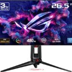ASUS ROG Swift OLED 27” 1440P Gaming Monitor (PG27AQDP) - WOLED, QHD, 480Hz, 0.03ms, G-SYNC Compatible, Custom Heatsink, AI Assistant, DisplayHDR400 True Black, 99% DCI-P3, True 10-bit, DisplayWidget