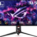 ASUS ROG Swift 32” 4K OLED Gaming Monitor (PG32UCDM) - UHD (3840 x 2160), QD-OLED, 240Hz, 0.03ms, G-SYNC Compatible, Custom Heatsink, Graphene Film, 99% DCI-P3, True 10-bit, 90W USB-C
