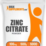 BulkSupplements Zinc Citrate Powder - Gluten Free, 100mg per Serving - 500 Grams (1.1 lbs) - 5000 Servings