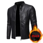 2024 Mens Pu Leather Jacket Motorcycle Biker Men's Jackets Autumn Winter Warm Black Outdoor Outwear Coats Plus Szie 5Xl