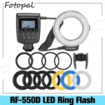Fotopal RF-550D ماكرو LED حلقة فلاش مع 8 محول حلقة لكانون نيكون بنتاكس أوليمبوس باناسونيك DSLR كاميرا فلاش FC-100 ضوء