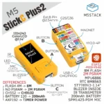M5Stack الرسمية M5StickC PLUS-PLUS2 مع ملحقات الساعة مجموعة تطوير إنترنت الأشياء الصغيرة بشاشة TFT 1.14 بوصة وحدة تحكم إنترنت الأشياء