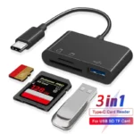3 في 1 نوع C قارئ بطاقات SD TF قارئ بطاقات الذاكرة USB C OTG محول جهاز إرسال البيانات عالي السرعة لماك بوك هواوي سامسونج