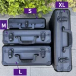 Large Aluminum Alloy Portable Toolbox Black Instrument Equipment Sample Display Box with Shockproof Sponge Case Storage Box