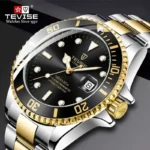Luxury Brand Automatic Wrist Watches Tevise Stainless Steel Date Calendar Watch Diver Waterproof Military Men's Mechanical Watch