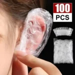 100Pc/lot Disposable Hair Earmuff Dye Elastic Shower Hair Dye Protection Tool Shield Waterproof Transparent Earpack Plastic Wrap