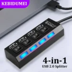 4-in-1 USB HUB USB 2.0 الفاصل USB إلى USB 2.0 محول 480Mbps محطة إرساء USB عالية السرعة مع مفتاح تشغيل/إيقاف للكمبيوتر المحمول