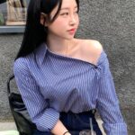 DAZY قميص طباعة مخطط أزرار أمامية