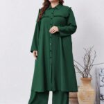 Lacomfia طقم شيرت وبنطلون طويل كاجوال موديل كبير الحجم للربيع والخريف، طقم متواضع طويل للسفر/الكاجوال/المنزل/العطلة بقطعتين