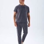 Arya Medikal Marin Premium Seri Siyah Likralı Hemşire Ve Doktor Forması Takımı Scrubs