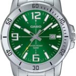 كاسيو ساعة للنساء بمينا اخضر وسوار فضي