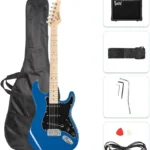 GLARRY Full Size Electric Guitar for Music Lover Beginner with 20W Amp and Accessories Pack Guitar Bag (Blue)