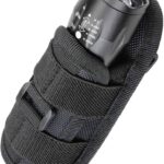 Tactical Flashlight Pouch Holster, Rotatable Flashlight Holder Belt Clip Tactical Torch Carry Case with 360 Degree Carabiner Reel Clip