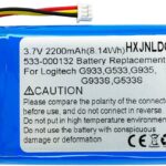 3.7V 2200mAh Li-ion Battery for Logitech G933,G533,G935,G933S,G533S Wireless Artemis Spectrum Gaming Headset Battery Replacement，Compatible 533-000132