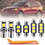 nsautolighting 12pcs LED Interior Lights Bulb Kit for Hyundai Santa Fe 2007 2008 2009 2010 2011 2012 LED Map Dome Trunk License Plate Lights Super Bright White Interior LED Light Bulbs + Install Tool