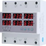 3 Phase DIN Rail Voltmeter Power Meter, AC 390‑500V Digital Ammeter Automatic Overvoltage Overcurrent Protector, 3 Phase Watt kwh Amp Electricity Tester (40A)