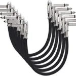 Amazon Basics 1/4 Inch Guitar Patch Auxiliary Cable, 6 in, 6-Pack, Black