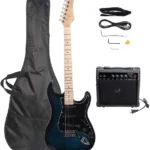 GLARRY Full Size Electric Guitar for Beginner with Amp and Accessories Pack Guitar Bag (Dark blue)