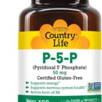 Country Life P-5-P Vitamin B6 – Bioavailable Pyridoxal-5-Phosphate Supplement for Energy, Nervous System Support, and Red Blood Cell Growth – Certified Gluten Free, Vegan, Non-GMO – 100 Capsules