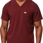 FIGS Leon Scrub Top for Men – 3 Pockets, Tailored Fit, Modern V-Neck, 4-Way Stretch, Moisture-Wicking Men's Scrubs