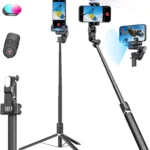 Smartphone Gimbal Stabilizer, Smart Face Tracking Tripod Without APP - 4 in 1 Cellphone Gimbal Stabilizer for iPhone&Android Extended 108cm Rod with RGB Fill Light, AOCHUAN M2PRO Black