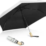 G4Free UPF 50+ UV Protection Travel Umbrella with Wooden Handle, 42 Inch Lightweight Sun Rain Folding Umbrellas Auto Open Close (Black)