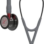 3M™ Littmann® Cardiology IV™ Diagnostic Stethoscope, Limited Edition Featuring Red Logo Diaphragm, Engraved Heart on High Polish Smoke Chestpiece, 27" Gray Tube, Red Stem, Black Headset, 6183