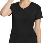 Healing Hands Women's Scrub Top V-Neck with 2 Pockets, 2-Way Stretch, and Yoga Knit Side Panels for Slim Fit- 2245
