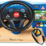 Melissa & Doug Vroom & Zoom Interactive Wooden Dashboard Steering Wheel Pretend Play Driving Toy - FSC Certified