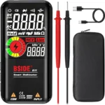 BSIDE Digital Multimeter Color LCD 3 Results Display 9999 Counts Voltmeter Rechargeable with Smart Mode Capacitance Hz Diode Duty Cycle Voltage Tester