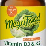 MegaFood Vitamin D3 5000 IU (125 mcg) - Vegetarian Supplements with Vitamin D3 K2 - Supports Bones, Teeth, Muscles & Immune Health - Certified Non-GMO - 60 Mini Capsules, 60 Servings