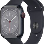 Apple Watch Series 8 (GPS + Cellular, 45MM) Midnight Aluminum Case with Midnight Sport Band - S/M (Renewed)